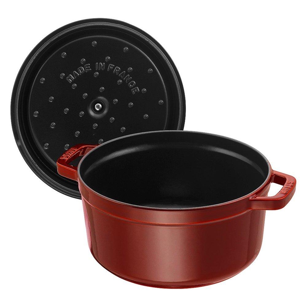 STAUB Cocotte Round Cast Iron Hob-Safe Casserole - Grenadine - 24cm -  3.8L