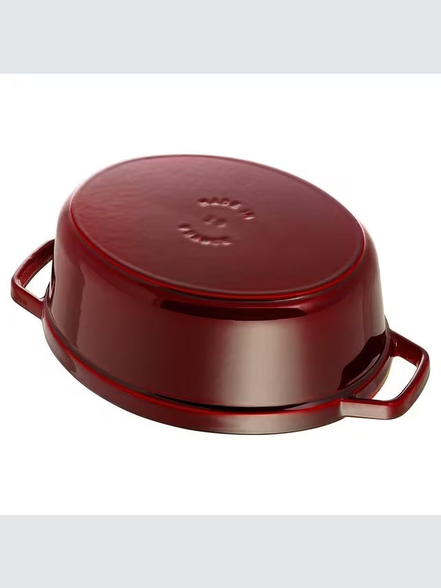 STAUB Cocotte Oval Cast Iron 31cm Oven Safe Casserole Pan - Grenadine Red