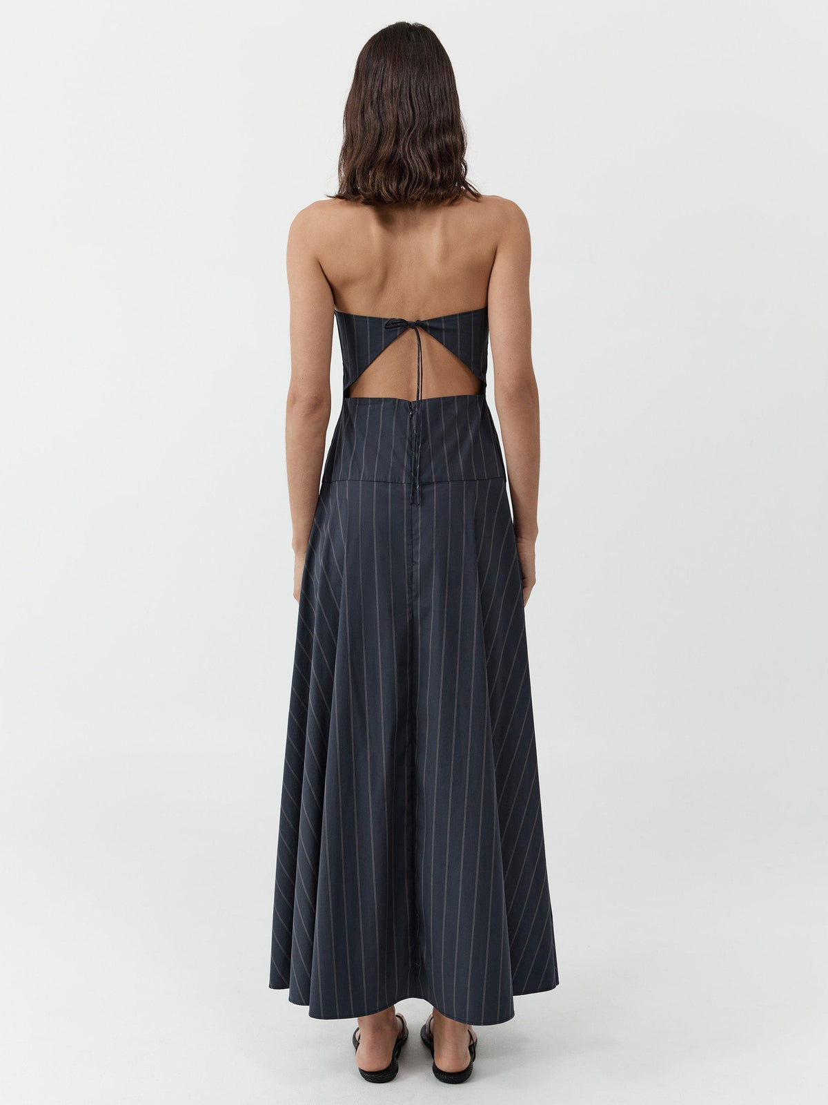 St Agni Strapless Rouleau Unlined Women's Maxi Dress - Size Medium - Navy