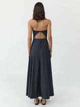 St Agni Strapless Rouleau Unlined Women's Maxi Dress - Size Medium - Navy