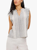 Rails Arlene Stripe Linen Rich Women's Loose V-Neck Top White/Multi Size XS
