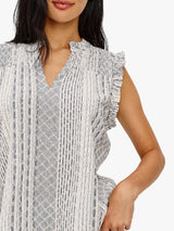 Rails Arlene Stripe Linen Rich Women's Loose V-Neck Top White/Multi Size XS