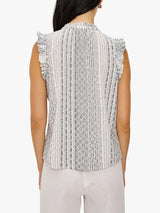 Rails Arlene Stripe Linen Rich Women's Loose V-Neck Top White/Multi Size XS