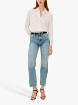 Rails Clarise Embroidered Pure Silk Women's Long-Sleev Shirt White - Size XS