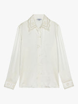 Rails Clarise Embroidered Pure Silk Women's Long-Sleev Shirt White - Size XS