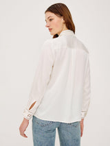 Rails Clarise Embroidered Pure Silk Women's Long-Sleev Shirt White - Size XS