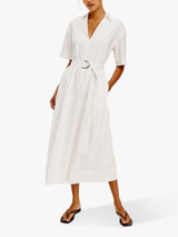 Rails Richmond Cotton Blend Short Sleeve Shirt Midi Dress Size XS - White