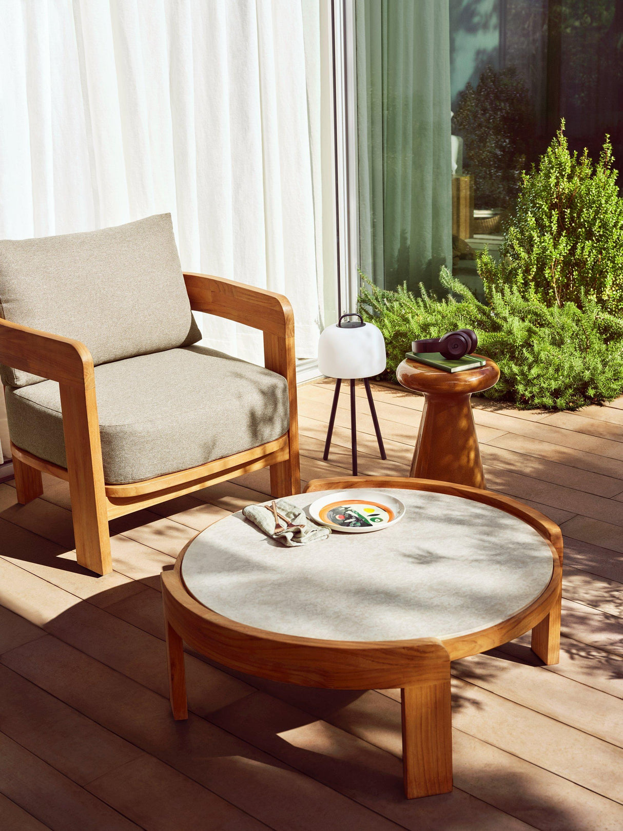 John Lewis Terra Oiled Teak Wood Round Garden Coffee Table - Dia. 90cm