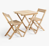 John Lewis Foldable Wooden 2-Seater Garden Table & Chairs Set - Natural