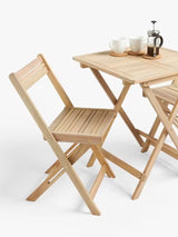 John Lewis Foldable Wooden 2-Seater Garden Table & Chairs Set - Natural