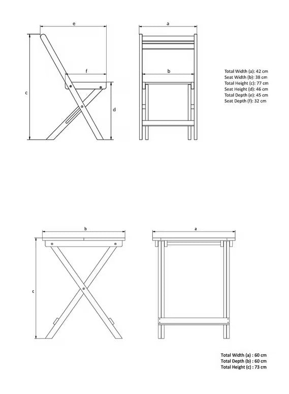 John Lewis Foldable Wooden 2-Seater Garden Table & Chairs Set - Natural