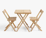John Lewis Foldable Wooden 2-Seater Garden Table & Chairs Set - Natural