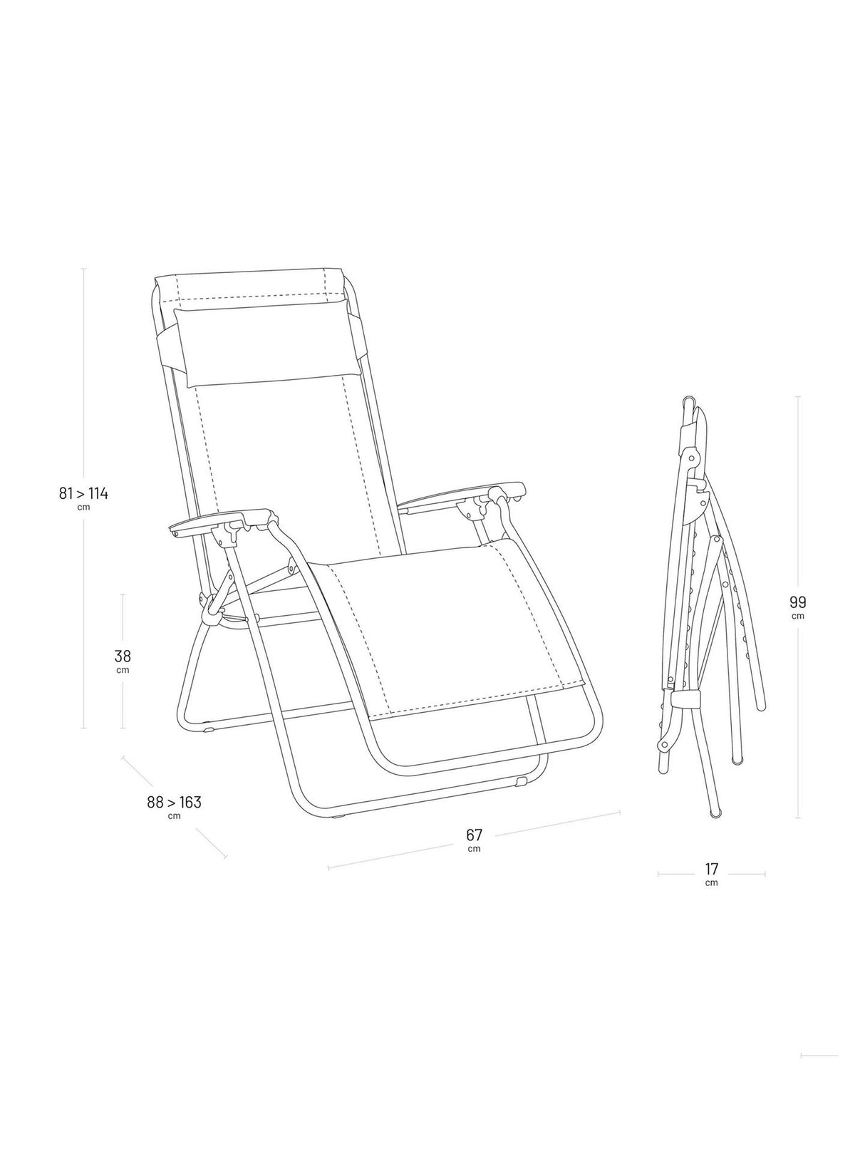 Lafuma R Clip Zero Gravity Reclining Garden Chair Sun Lounger - Ocean Blue