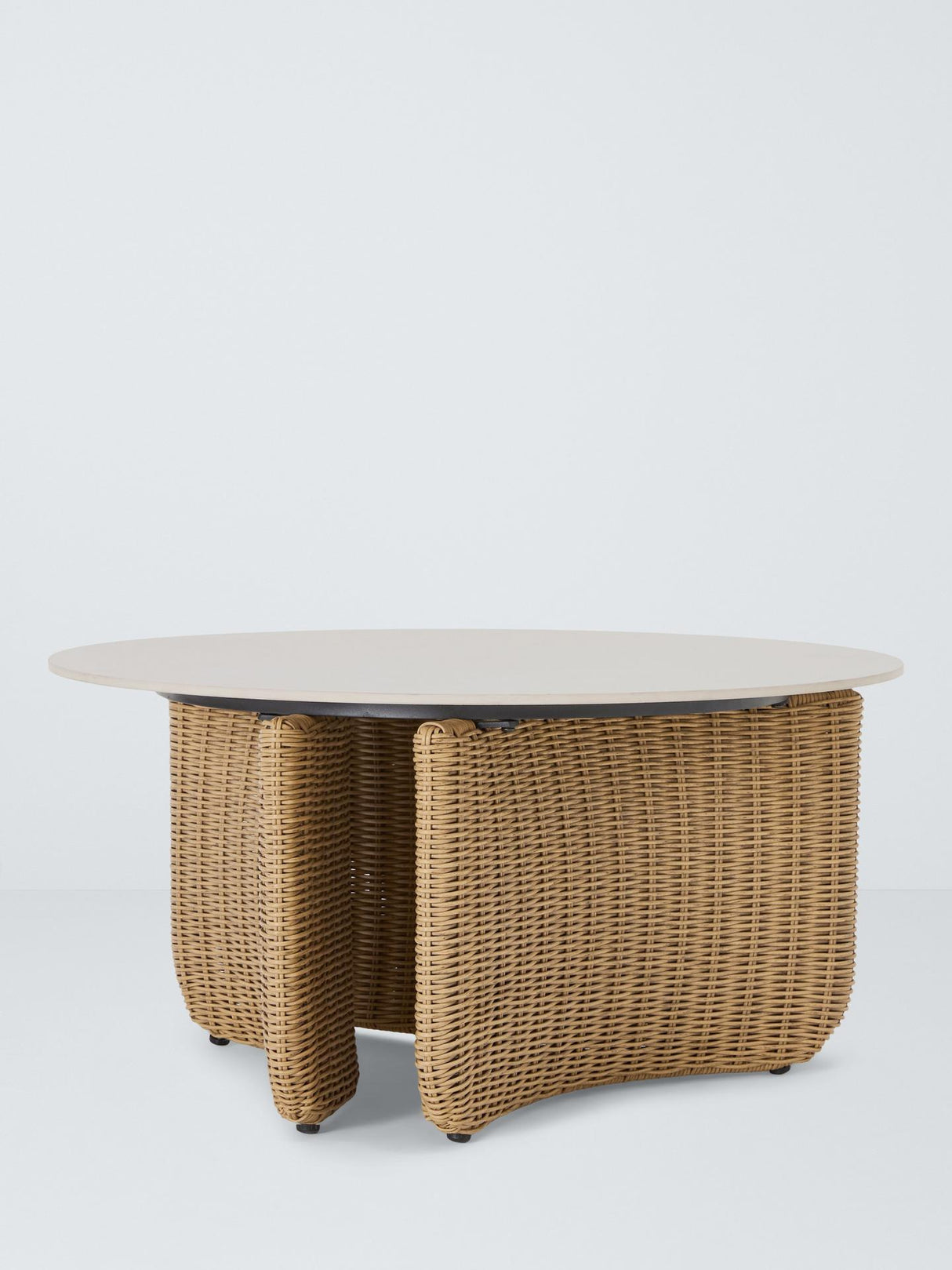 John Lewis Cove Woven Round Garden Coffee Table 86cm Stone Top - Natural