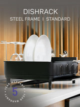 Simplehuman Steel Frame Kitchen Anti-Residue Dish Rack - Matte Black Steel