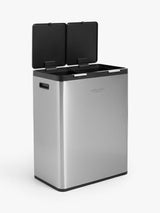John Lewis Dual 30+30L Touch Recycling Bin with Handles - Stainless Steel