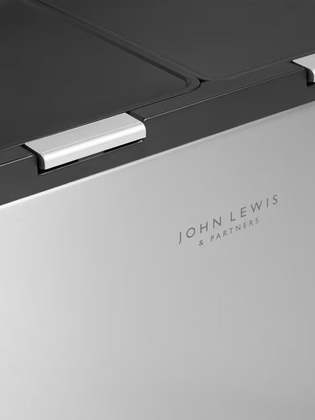 John Lewis Dual 30+30L Touch Recycling Bin with Handles - Stainless Steel