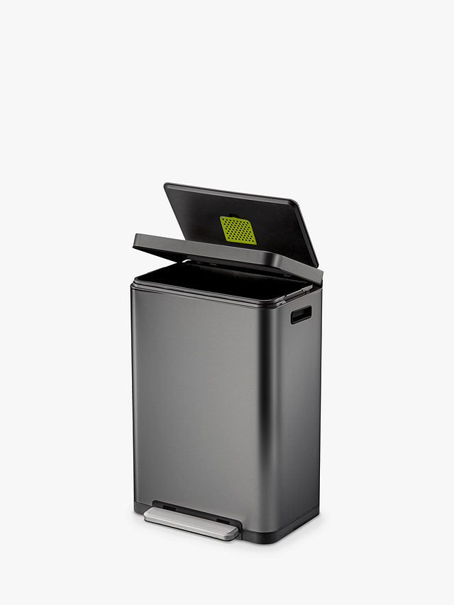 EKO X Cube Pedal Bin 45L Stainless Steel H65.2 x W43.3 x D33.4cm Dark Grey - Kazoop 