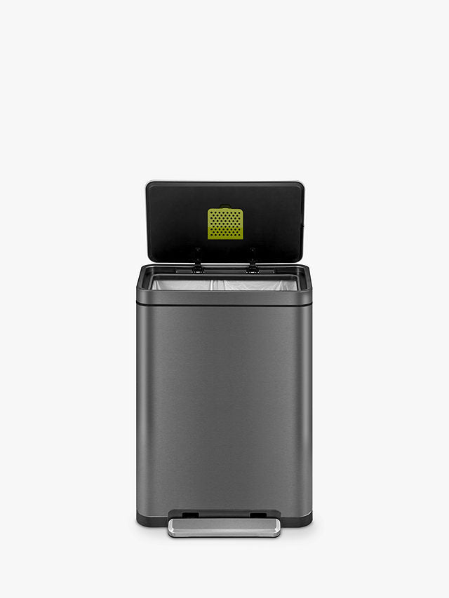 EKO X Cube Pedal Bin 45L Stainless Steel H65.2 x W43.3 x D33.4cm Dark Grey - Kazoop 