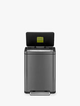 EKO X Cube Pedal Bin 45L Stainless Steel H65.2 x W43.3 x D33.4cm Dark Grey - Kazoop 