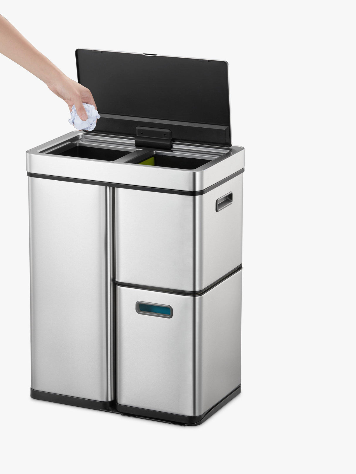 EKO Mirage Plus 55L Sensor Waste Separation 3-Chamber Bin - Stainless Steel