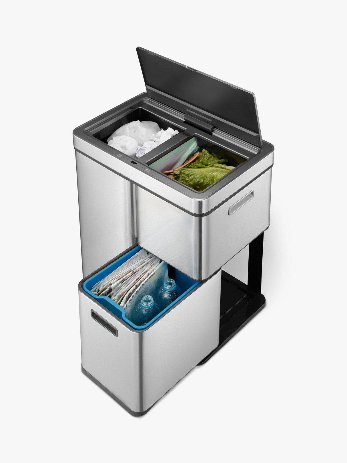 EKO Mirage Plus 55L Sensor Waste Separation 3-Chamber Bin - Stainless Steel