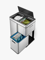 EKO Mirage Plus 55L Sensor Waste Separation 3-Chamber Bin - Stainless Steel