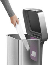 Simplehuman CW2080 Rectangular Pocket Liner Pedal Bin 45L - Stainless Steel