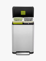 EKO X Cube 40L Dual Soft Close Kitchen Recycling Pedal Bin - Stainless Steel