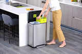 EKO X Cube 40L Dual Soft Close Kitchen Recycling Pedal Bin - Stainless Steel