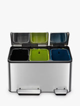 EKO Ecocasa 3 Section Recycling Pedal Bin 3 x 15L - Stainless Steel