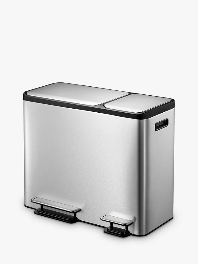 EKO Ecocasa 3 Section Recycling Pedal Bin 3 x 15L - Stainless Steel - Kazoop 