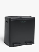 John Lewis 2 Section 60L Recycling Bin with Handles & Inner Buckets - Black