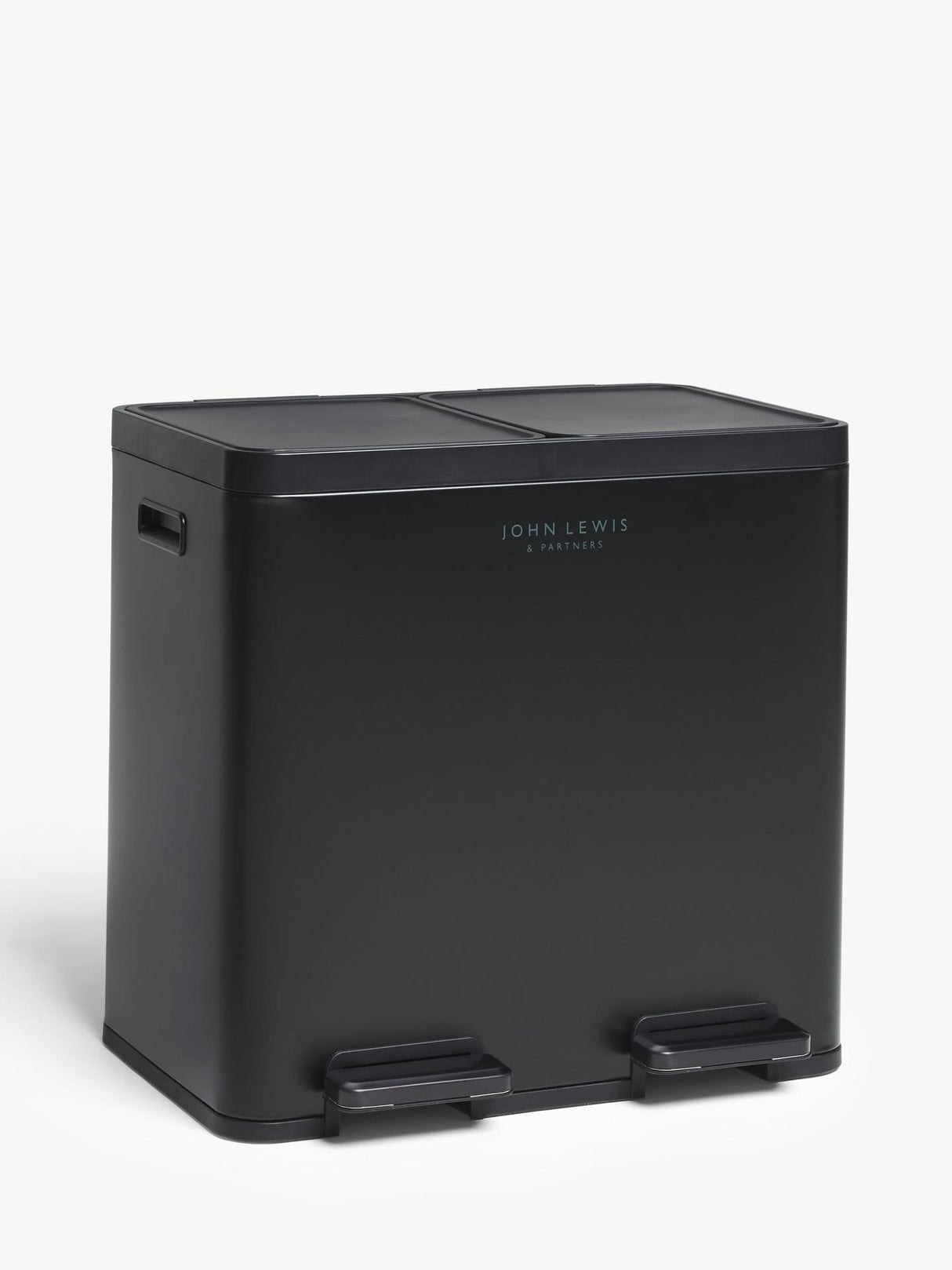 John Lewis 2 Section 60L Recycling Bin with Handles & Inner Buckets - Black - Kazoop 
