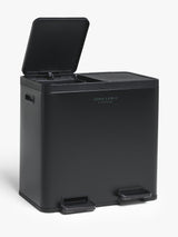 John Lewis 2 Section 60L Recycling Bin with Handles & Inner Buckets - Black - Kazoop 