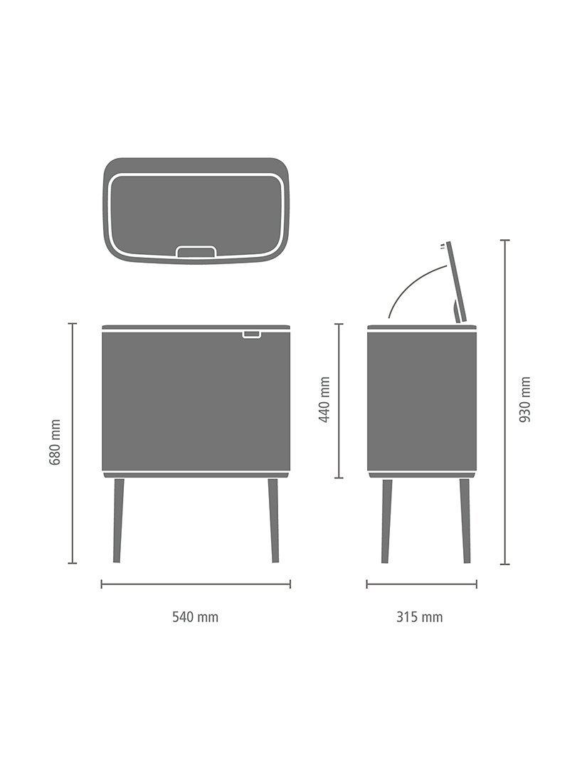 Brabantia Bo Touch Dual Recycling Bin With Inner Buckets - 11L + 23L - Black