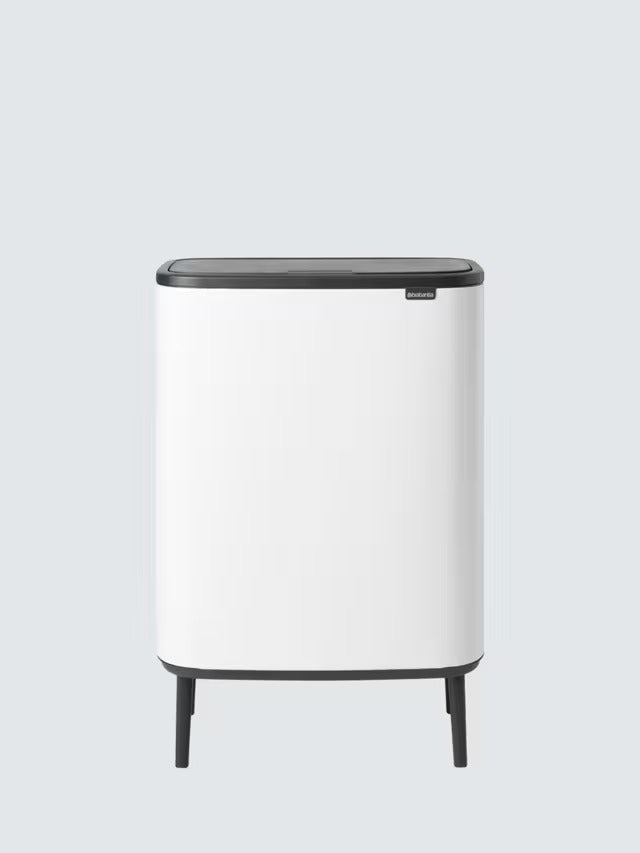 Brabantia Bo Hi 2 x 30L Modern Indoor Kitchen Slim Recycling Touch Bin White