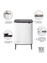 Brabantia Bo Hi 2 x 30L Modern Indoor Kitchen Slim Recycling Touch Bin White