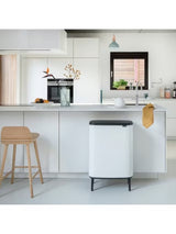 Brabantia Bo Hi 2 x 30L Modern Indoor Kitchen Slim Recycling Touch Bin White
