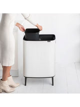 Brabantia Bo Hi 2 x 30L Modern Indoor Kitchen Slim Recycling Touch Bin White