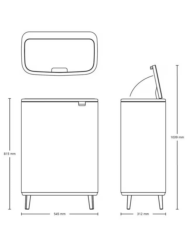 Brabantia Bo Hi 2 x 30L Modern Indoor Kitchen Slim Recycling Touch Bin White