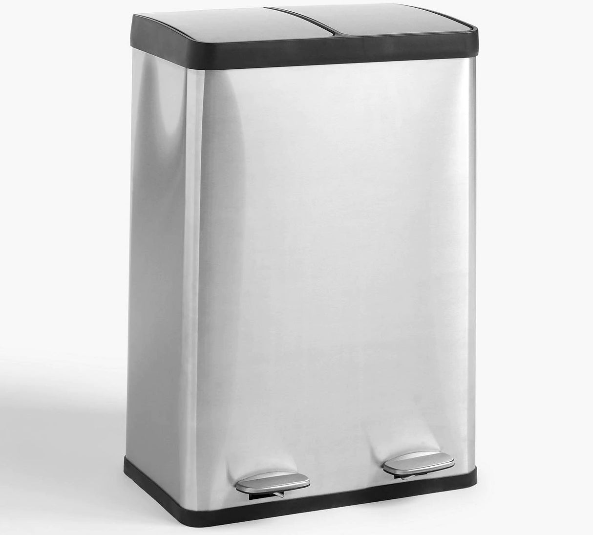 John Lewis 2 Section Recycling Bin 80L - Silver