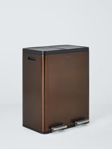 John Lewis 60L 2 Section Recycling Pedal Bin with Handles - Brushed Bronze
