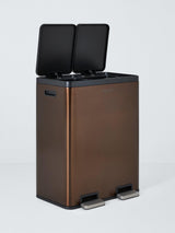 John Lewis 60L 2 Section Recycling Pedal Bin with Handles - Brushed Bronze