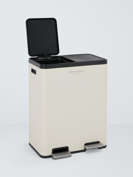 John Lewis & Partners 2 Section 60L Kitchen Recycling Pedal Bin - Stone