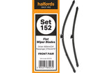 Halfords Flat Wiper Blade Set 152 Front Pair 600mm/24" & 475mm/19" - Black