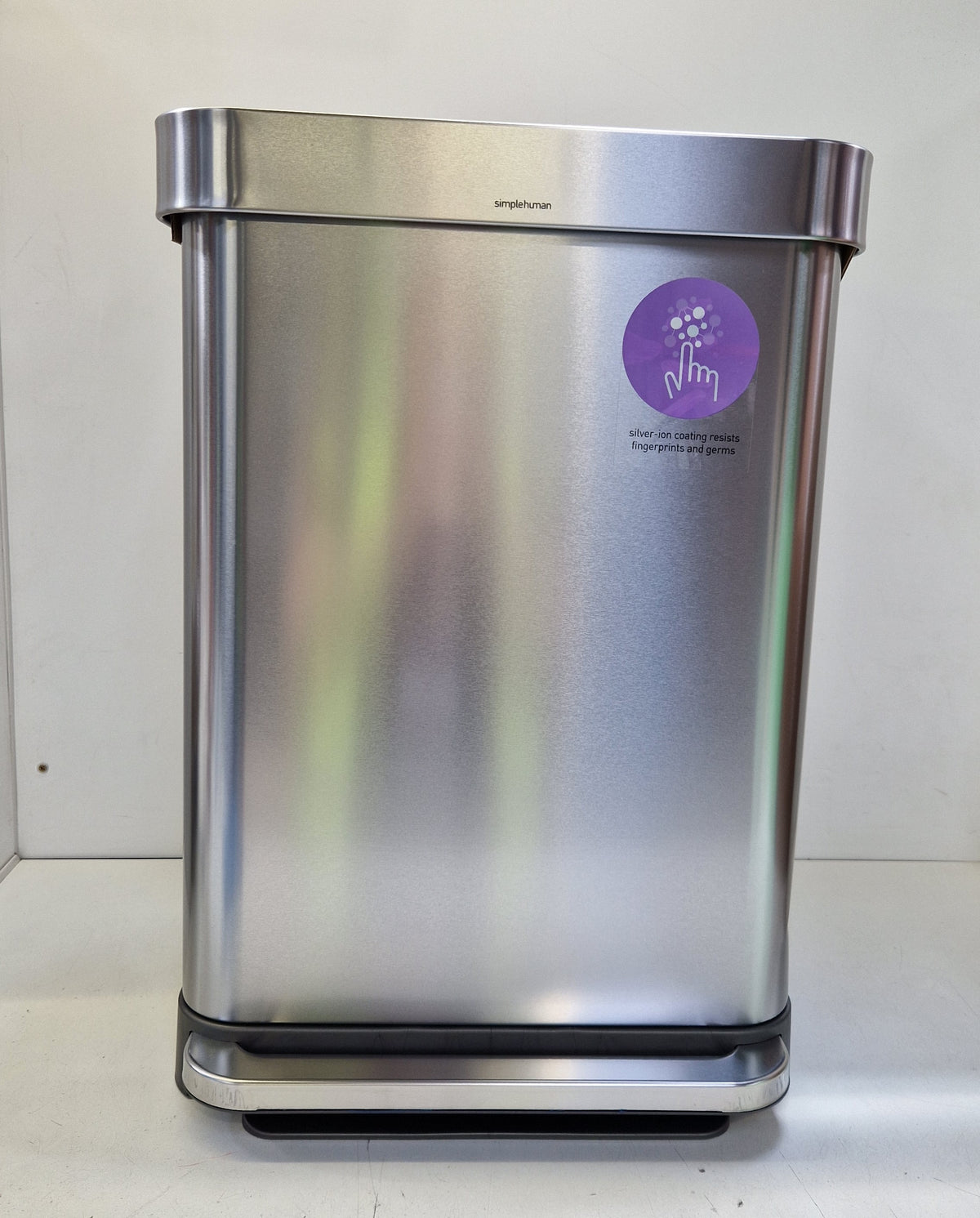 simplehuman Liner Pocket Kitchen Pedal Bin 55L - Brushed Stainless Steel - Kazoop 