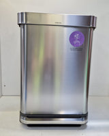 simplehuman Liner Pocket Kitchen Pedal Bin 55L - Brushed Stainless Steel - Kazoop 