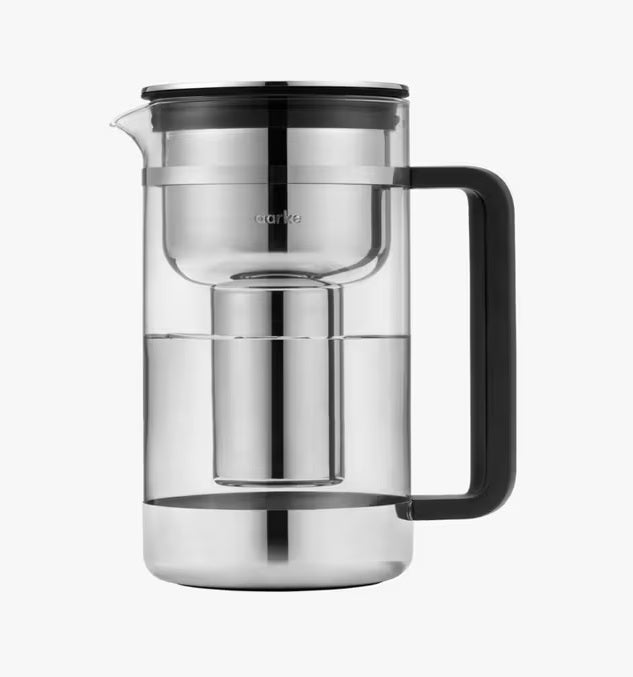 Aarke Purifier Large 2.8L Water Filter Glass Pitcher - Clear/Stainless Steel