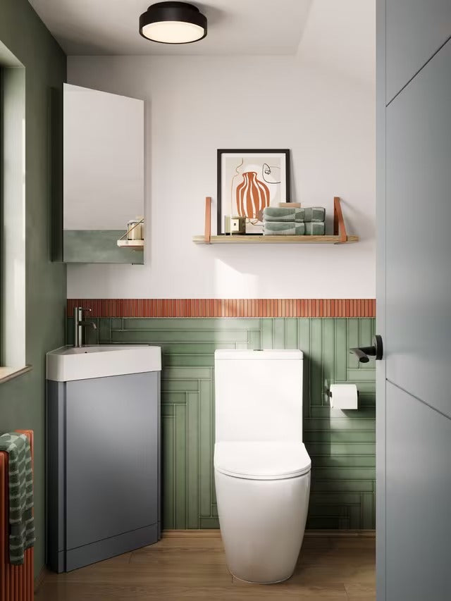 hib. Fully Assembled Double-Sided Bathroom Mirrored Corner Wall Cabinet